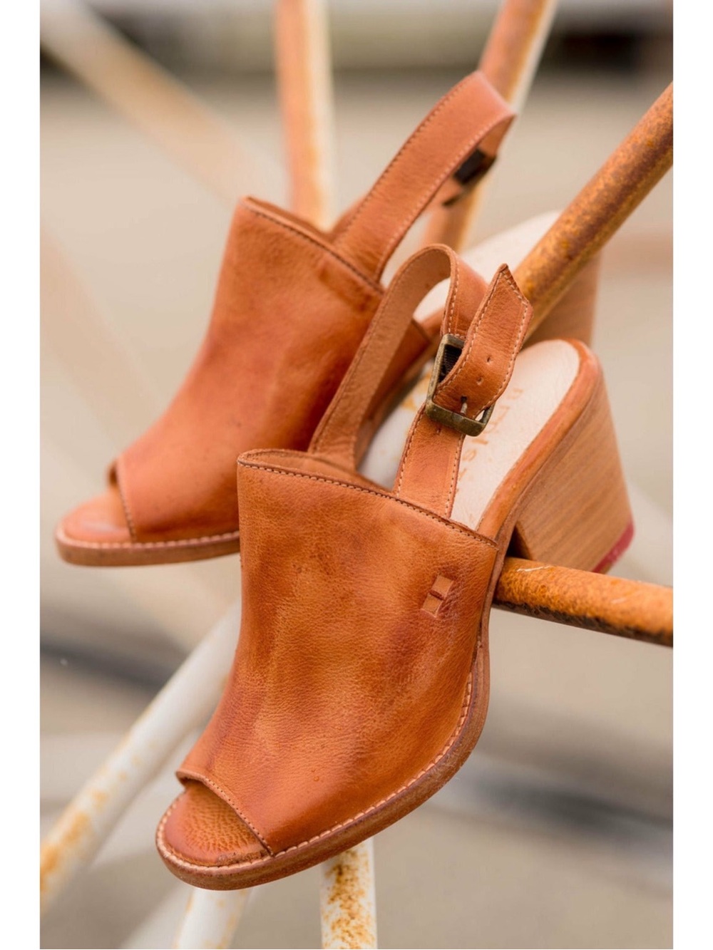 Bed Stu Sierra Slingback Distressed Leather Heels - Size 7